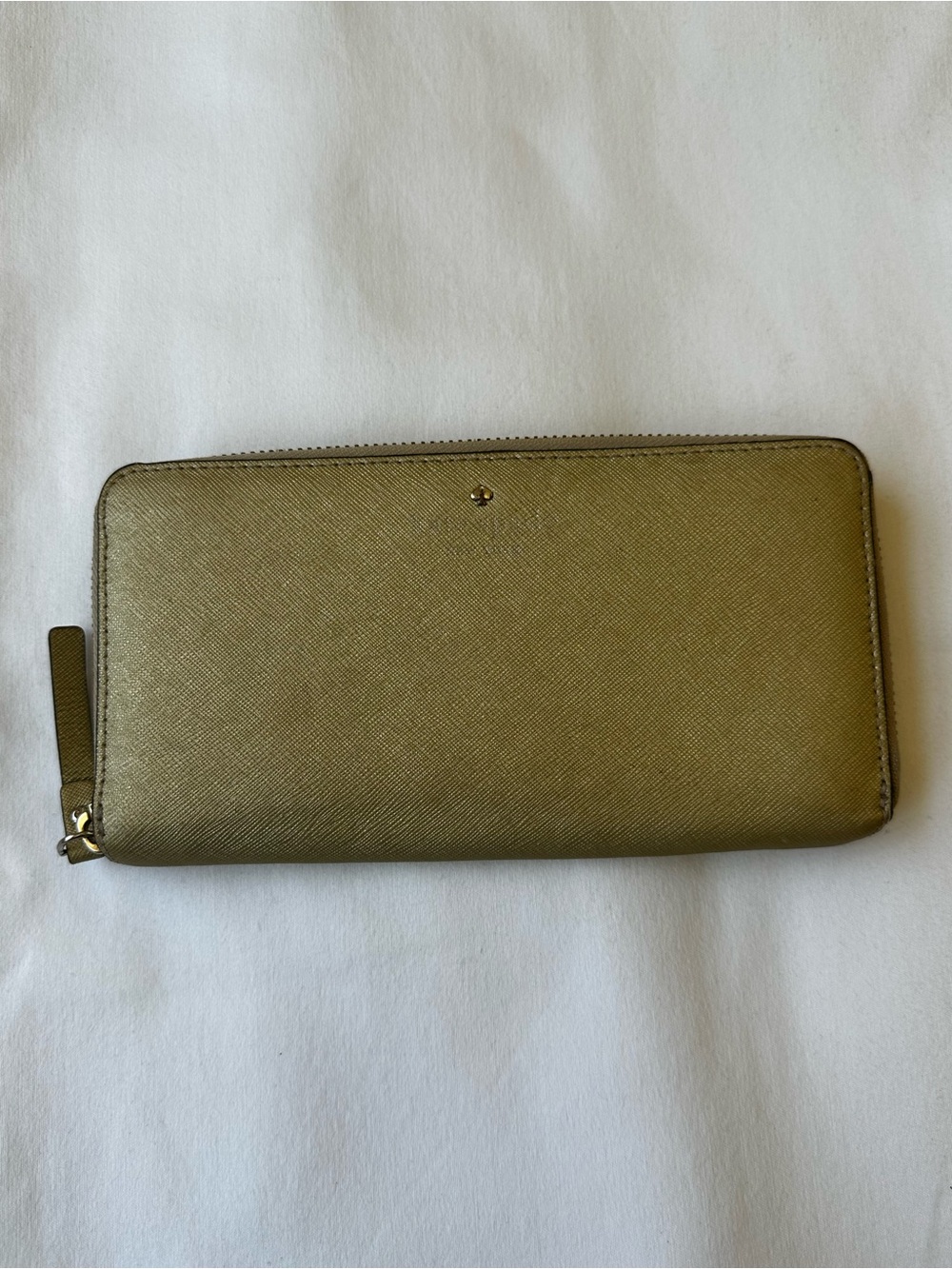 KATE SPADE New York Metallic Gold Zip Around Continental Wallet Designer
